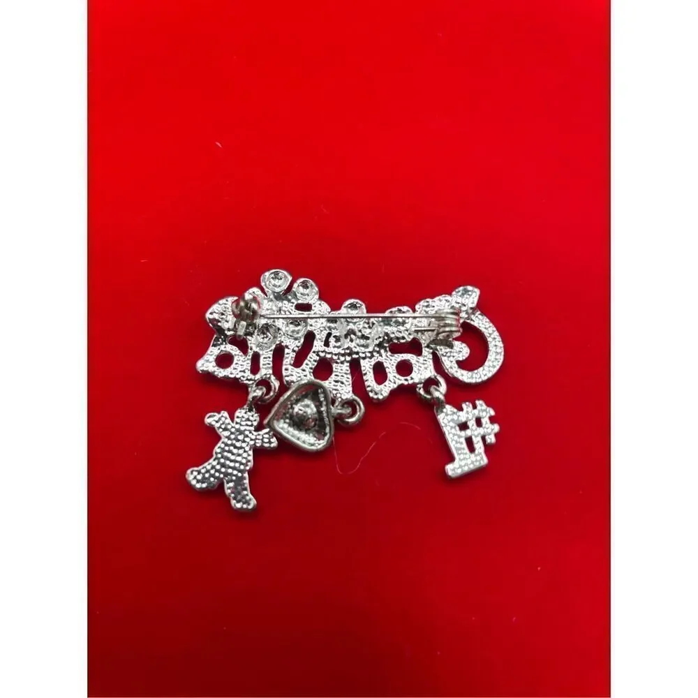 Grandma Pin or Pendant Silver and Rhinestone Gift Idea